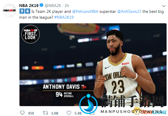 《NBA 2K19》“浓眉”戴维斯能力值公布 结果惊艳